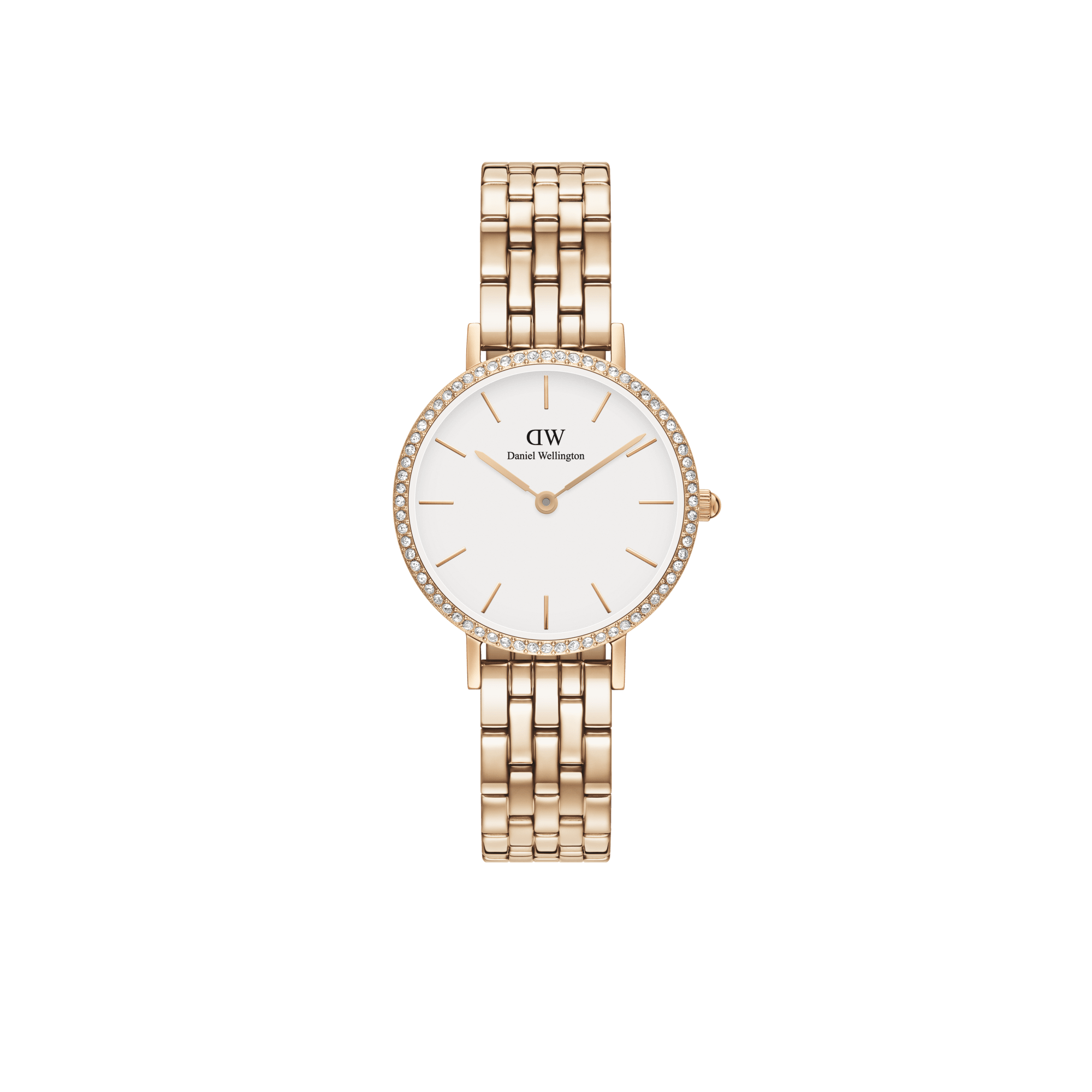 Petite Bezel white dial watch - with rose gold strap | DW