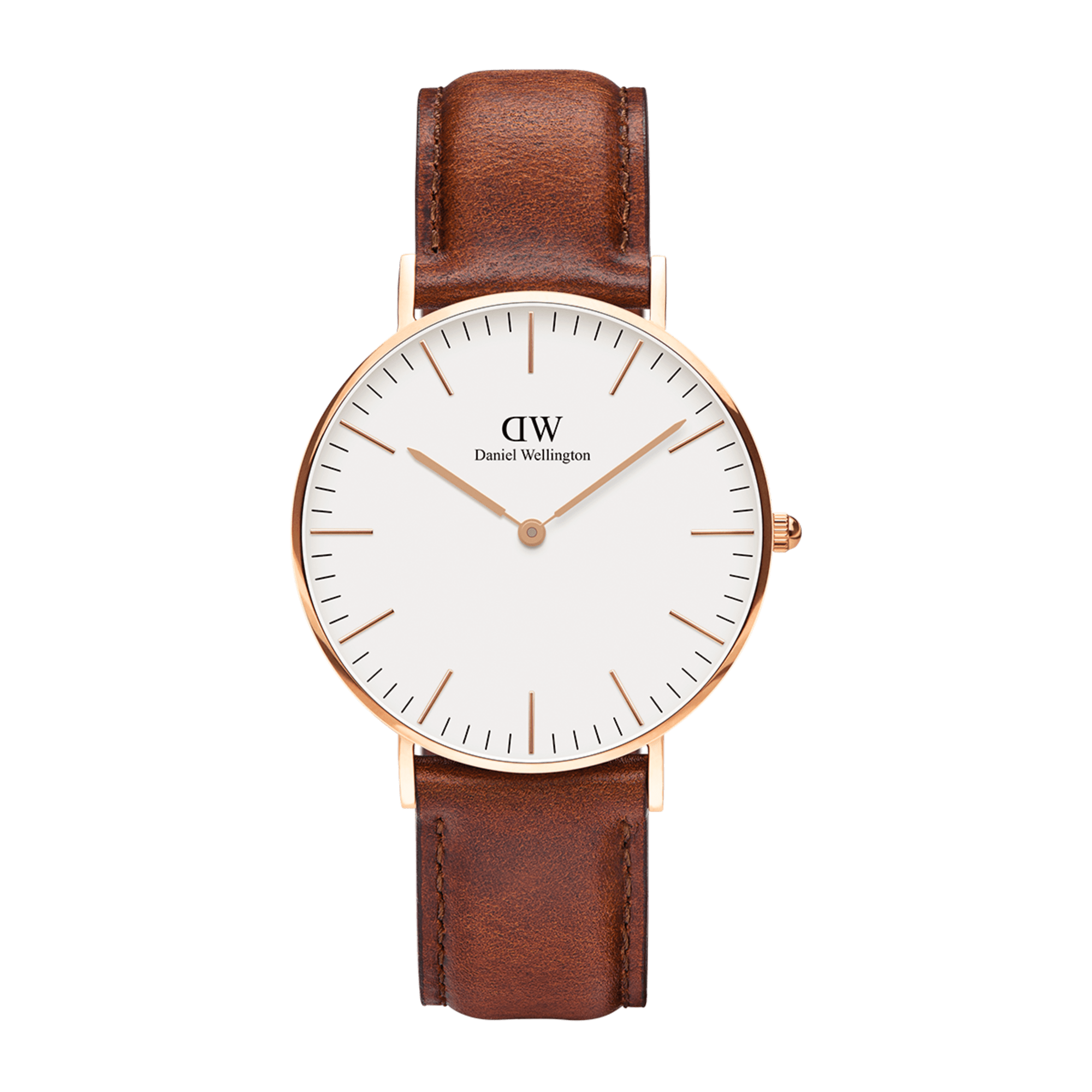 St Mawes - Men's watch in rose gold with leather strap | DW