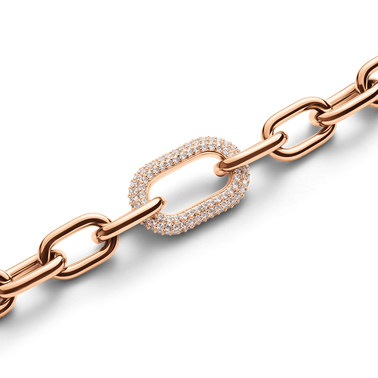 Bound Black Crocodile & Crystal Link Bracelet Rose Gold
