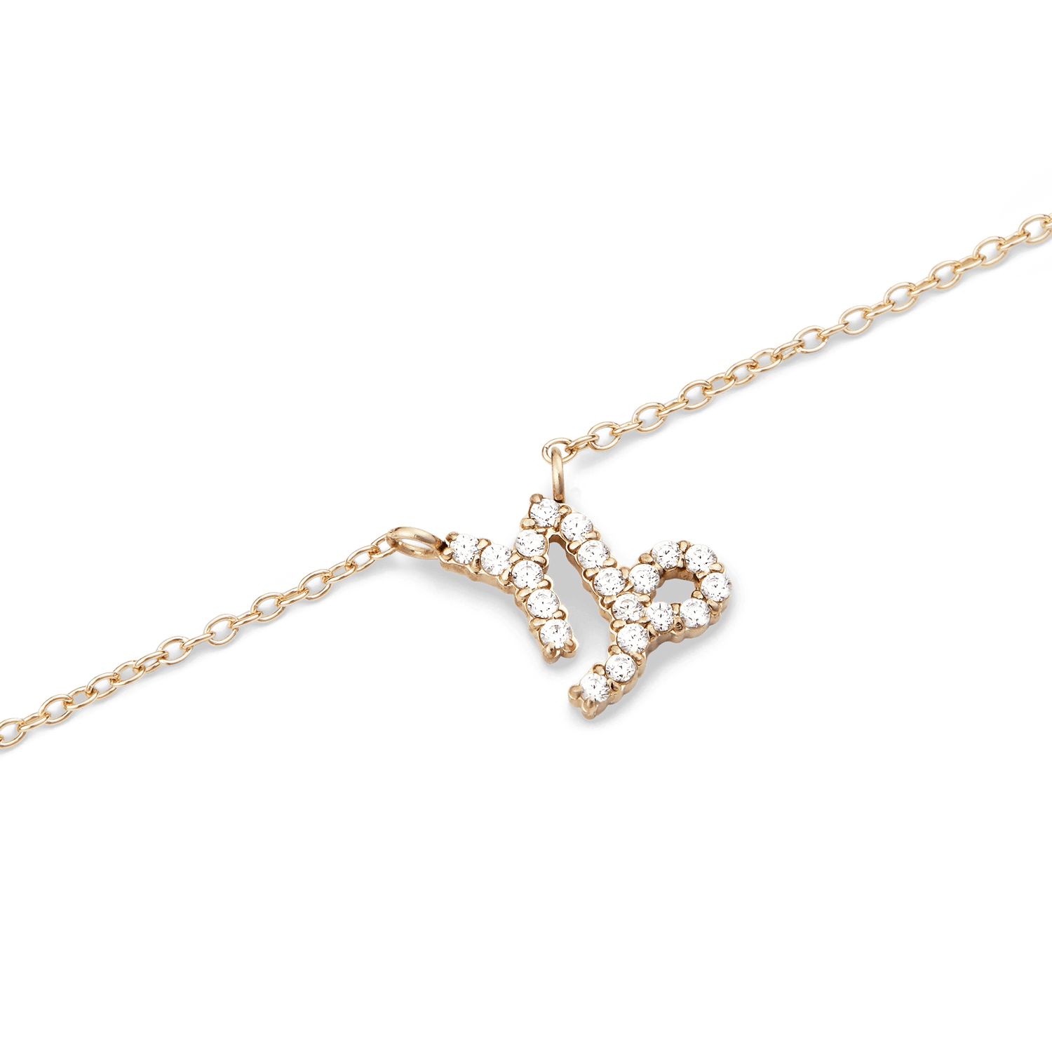 Crystal Zodiac Chain Necklace Gold