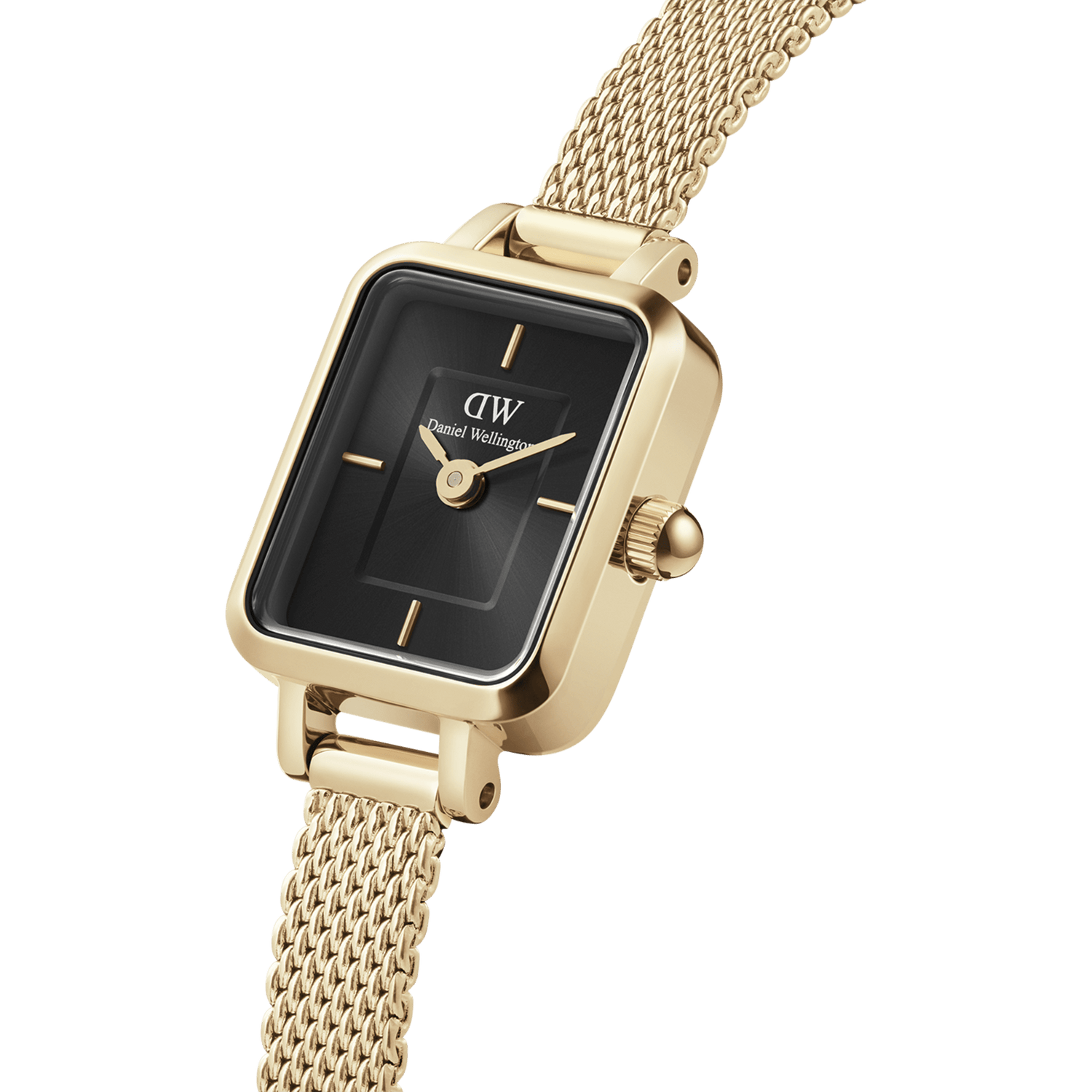 Quadro Mini - Uhr mit goldenem und schwarzem Zifferblatt
