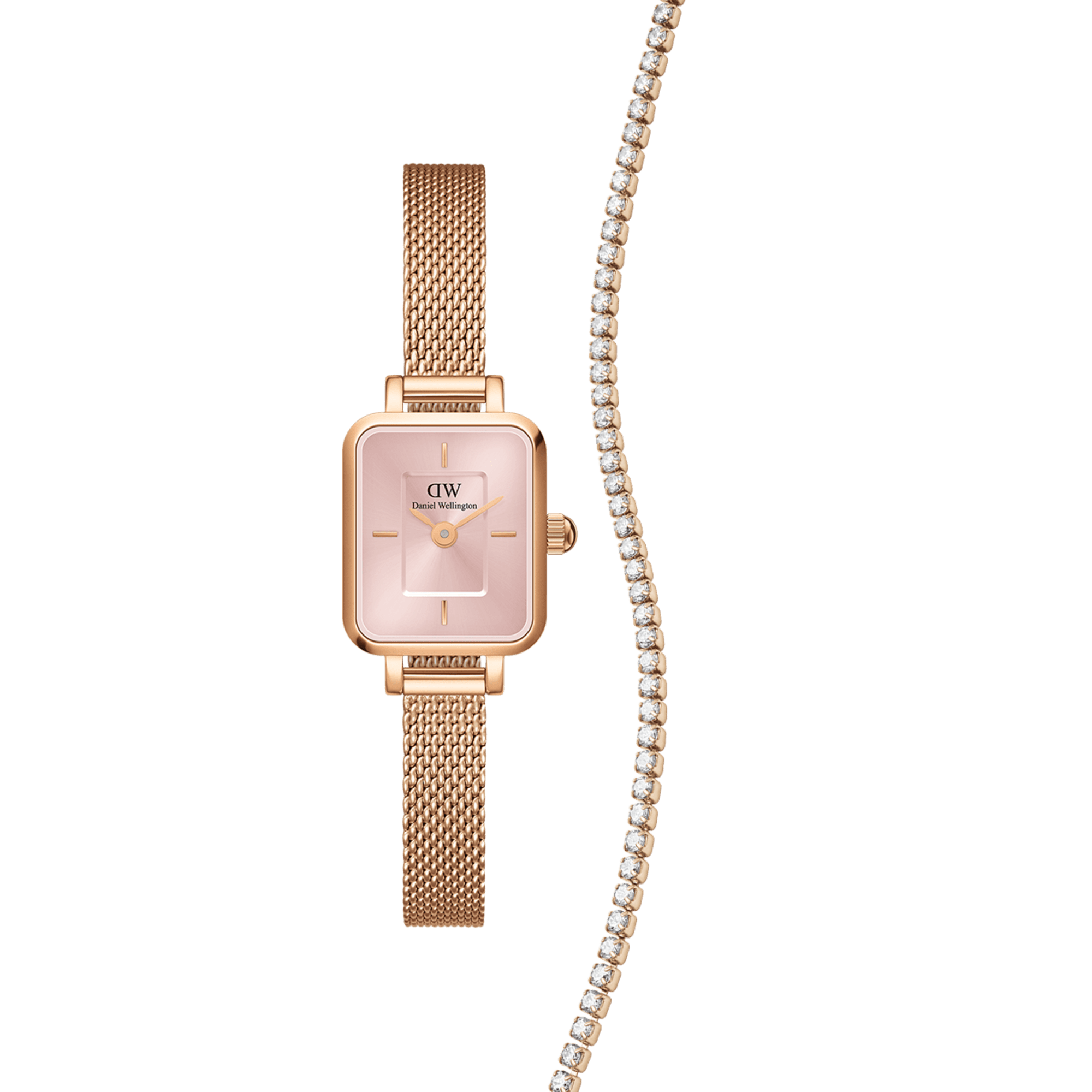 Quadro Mini Blush Melrose Tennis Necklace Daniel Wellington