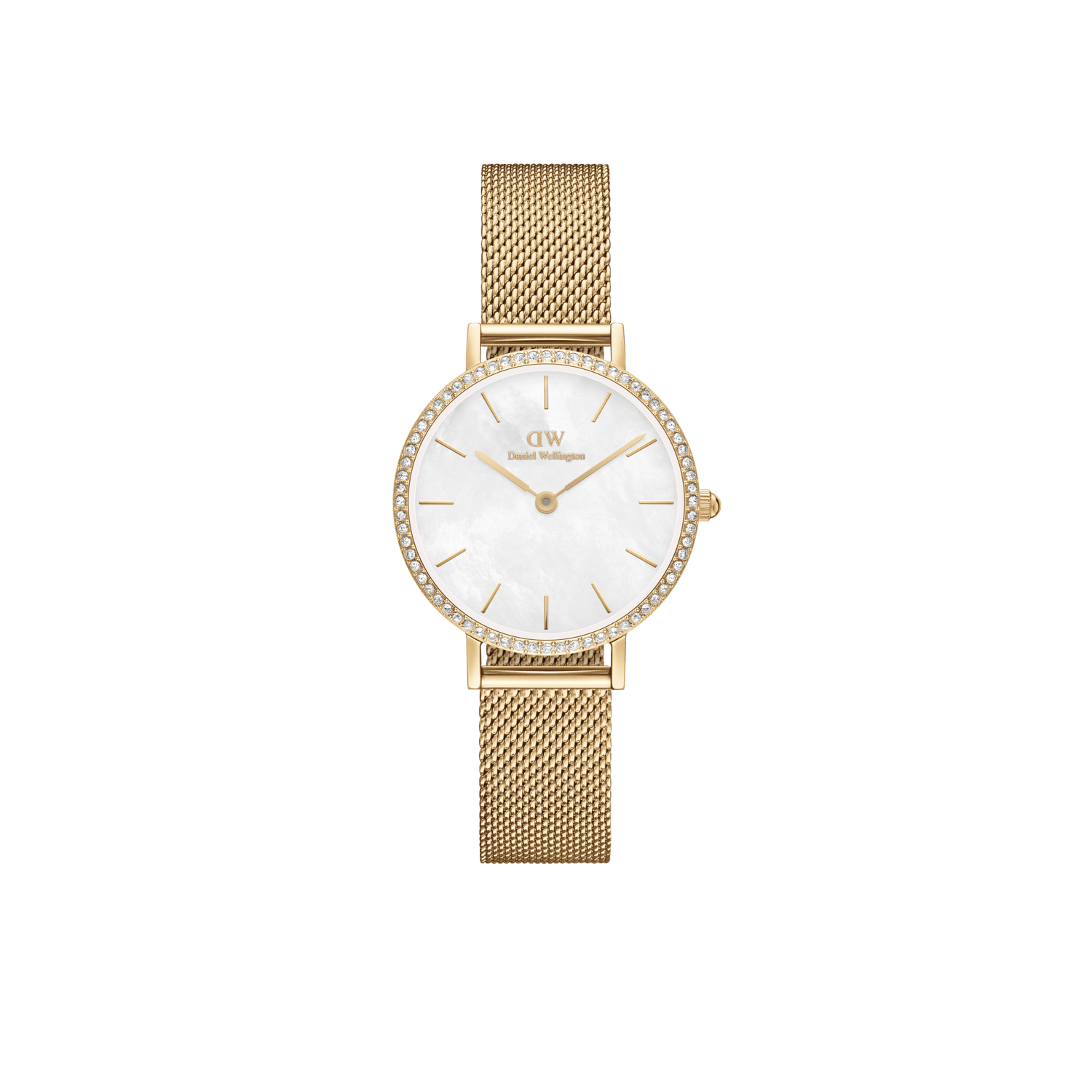 Petite Bezel white MOP watch - with gold strap| DW