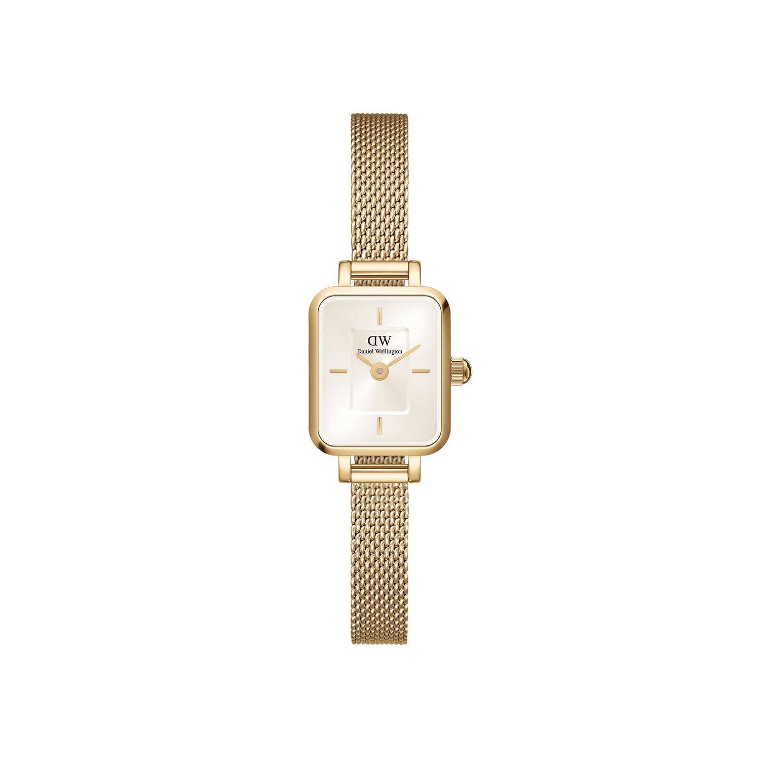 Quadro Mini - Uhr mit goldenem und champagnerfarbenem Zifferblatt