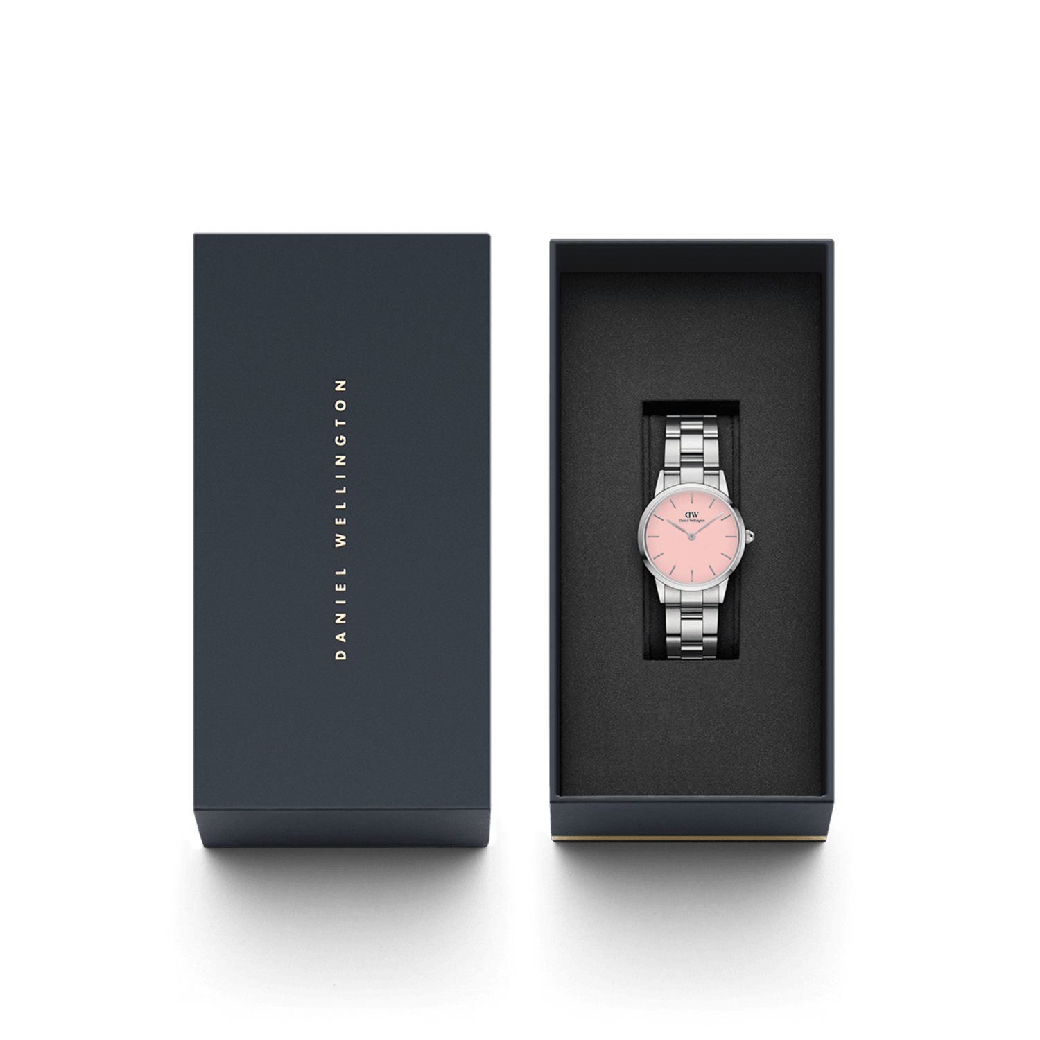 Iconic Link - Silver Watch with Pastel Pink Dial | DW