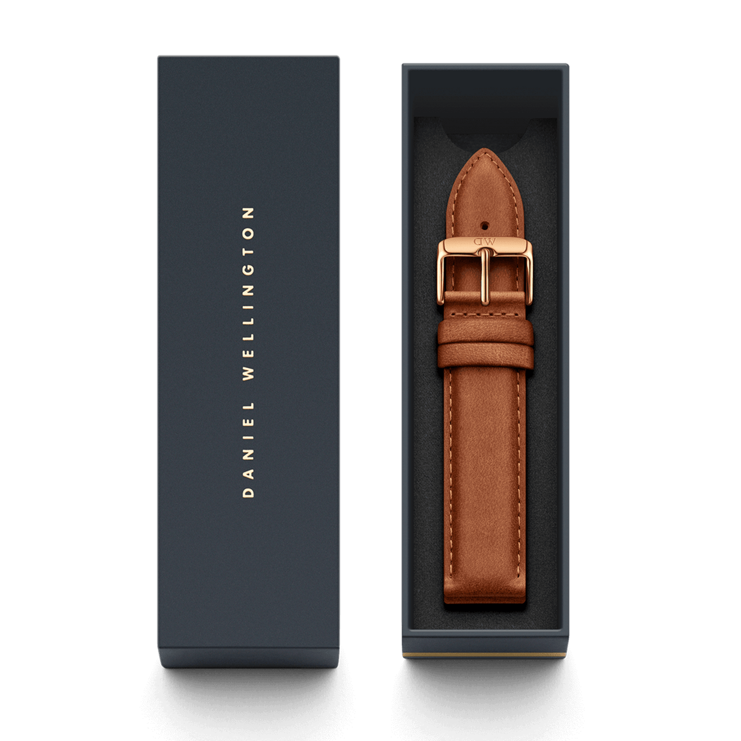 Durham - Watch strap in brown leather & roaé gold 40mm | DW